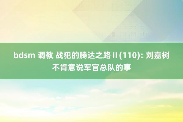 bdsm 调教 战犯的腾达之路Ⅱ(110): 刘嘉树不肯意说军官总队的事
